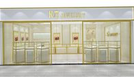 3 Color LED Light Golden Jewelry Store Showcases Alloy Display Cabinet